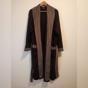 Chaps Bathrobe Black Gray Soft Fleece